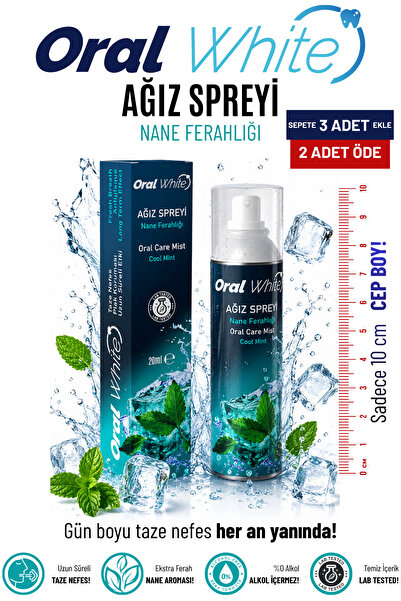 Oral White Ağız Kokusu Giderici ve Önelyici Sprey 20ml Alkolsüz - Yeni Formül