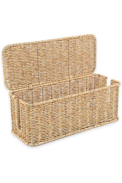 Generic Handwoven Rattan Cable Management Box with Lid,13" x 5.1" x 5.1", Nat...