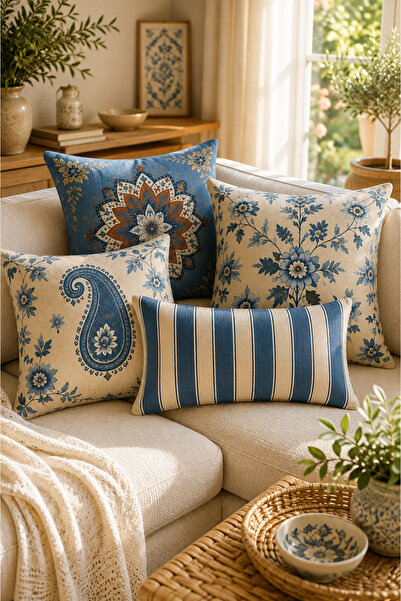 ayshome textile Ays Home Bohemian Trend Σετ 4 Μαντήλια με Σχέδιο Μάνταλα για ...