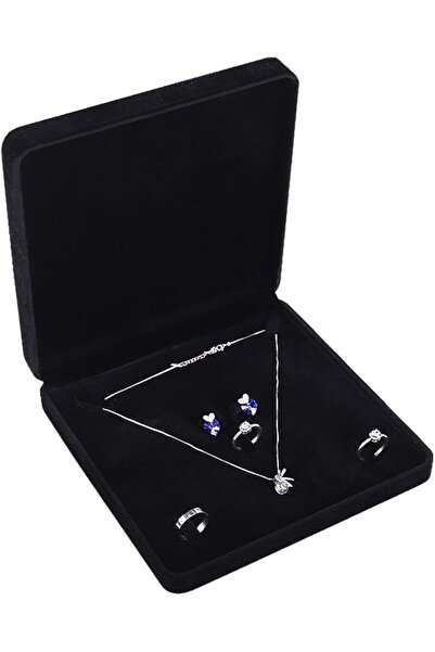 EZARY Jewellery Set, Velvet Gift Box, Necklace, Earring, Ring, Necklace, Brac...