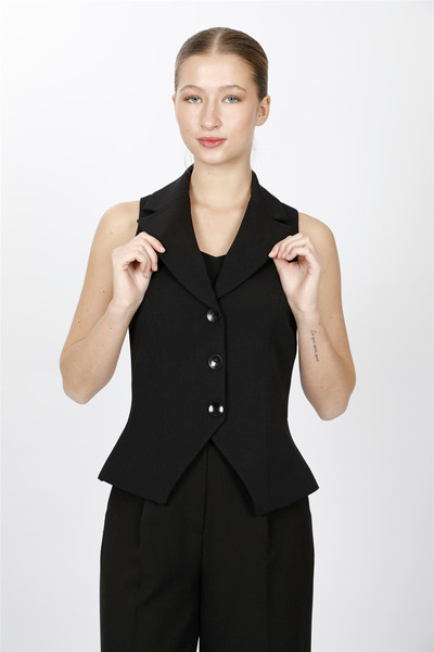 ÖNDER ÖZSOY Jacket Collar Vest 1532100-Black - 1532100
