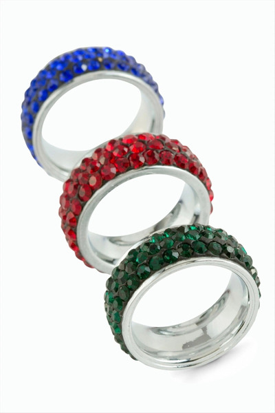 SORA GROUP 3 Row Stone Metal Ring