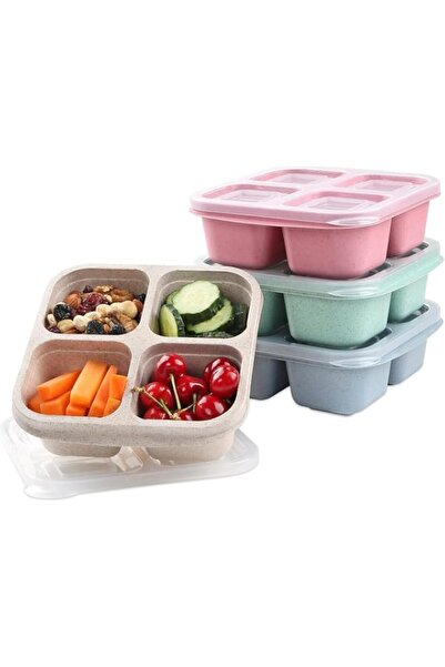 Generic Pack Snack Containers, 4 Compartments Bento Snack Box, Reusable Meal ...