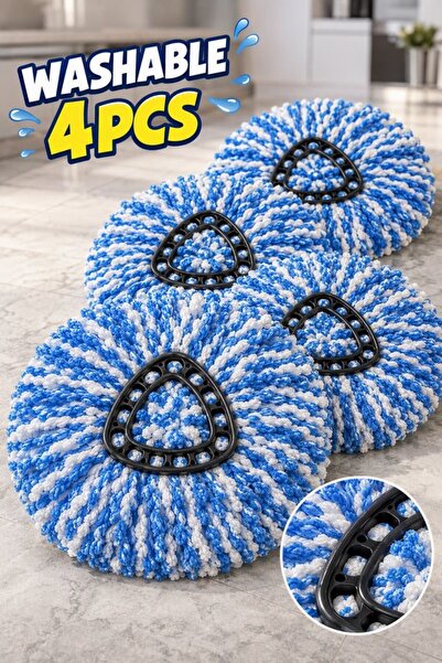 Generic 4 Microfiber Spin Mop Replacement Pads Washable Reusable Snap On Deep...