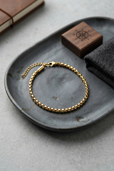 SORA GROUP 316L Steel Gold Color Box Chain Men's Bracelet