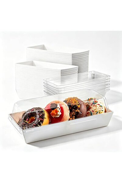Generic Pack White Sandwich Boxes with Clear Lids, Suitable for Bakery Treats...