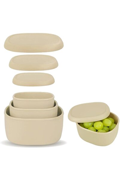 Generic Silicone Food Storage Lunch Bento Box Set of 3 Reusable Nesting Conta...