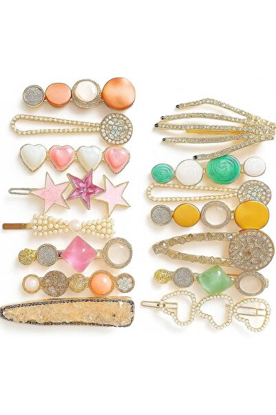 GENERAL 16 PCS Macaron Pearl Acrylic Resin Fashion Hair Clips Set, Cute Hair ...