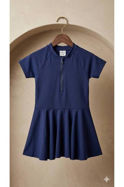 mikam Enn New Season Short Sleeves Zippered Jumpsuit Swimsuit with Skirt and ...