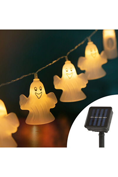 Alista Home Lumini solare LED tip șirag fantomă, 1,1 m, 10 LED-uri alb cald, ...