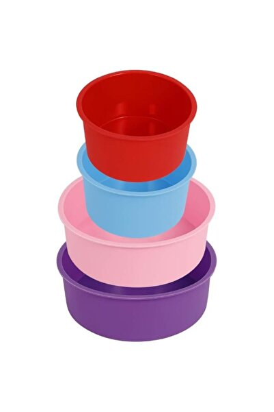 Generic 4Pcs Silicone Cake Mould Round Cake Pan Set Non-Stick Baking Molds Ba...