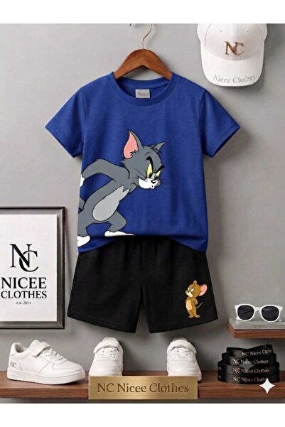 Leto Lykia Summer Children's T-Shirt Shorts Unisex (Tom Angry Jery Printed)