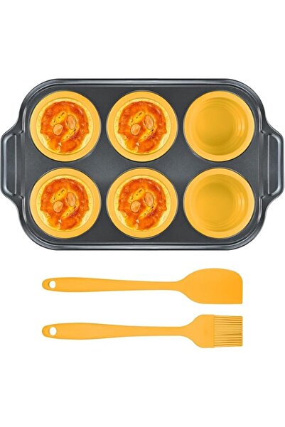 Generic 6-Cup Silicone Muffin Pan with Metal Frame, SYOSI Non-Stick Jumbo Cup...