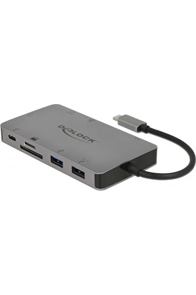 DELOCK Σταθμός σύνδεσης USB-C με HDMI 4K PD Ethernet Γκρι (87735)