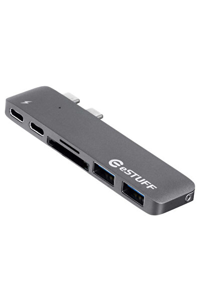 eSTUFF USB-C Hub Pro Docking Station με διπλές θύρες USB-C / USB-A, 4K PD, Γκρι