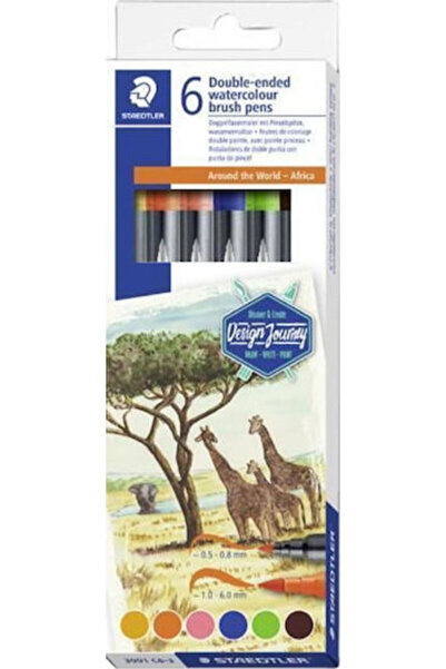 Staedtler Αφρική Μαρκαδόροι Ακουαρέλας Διπλής Μύτης 6 Τεμάχια