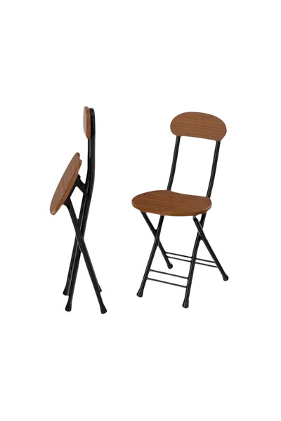 Ch Foldable Wooden Prayer Chair with Black Metal Frame