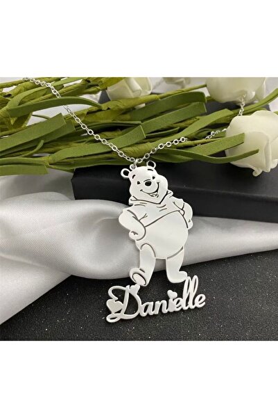 N!da Jewelry 925 Ayar Gümüş Winnie The Pooh Figürlü İsim Kolye