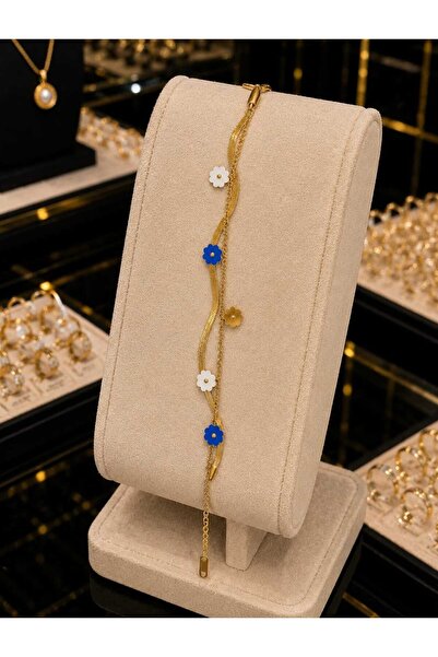 ELANORAFORYOU Gold Steel Bracelet with Colorful Flower Figures – Multi-Chain ...