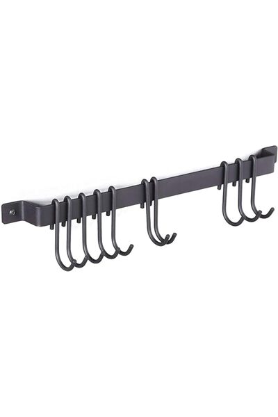X SPRING Wall Mounted Pot Rack, 17 Inch Kitchen Rail with 10 Hooks, Heavy Dut...