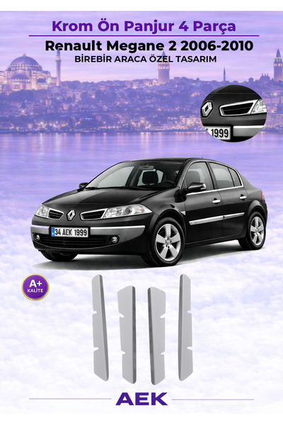 AEK Modern Renault Megane 2 Ön Panjur 2006-2010 (4 PÇ.) Paslanmaz Çelik