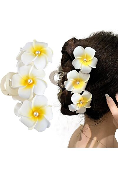 Tazweeq Flower Hair Clips, Cute Large Pearl, Non-Slip Claw Clips for Women Th...