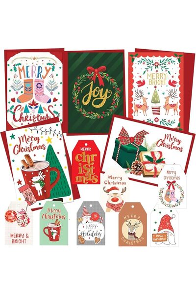 GENERAL anujarusiya Christmas Greetings Set of 5| 8 Gift tags | digital print...