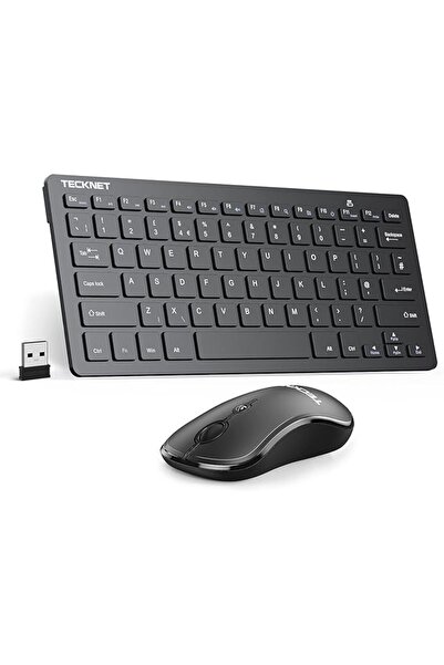 TECKNET مجموعة لوحة مفاتيح وماوس لاسلكية صغيرة، لوحة مفاتيح USB لاسلكية 2.4 ج...