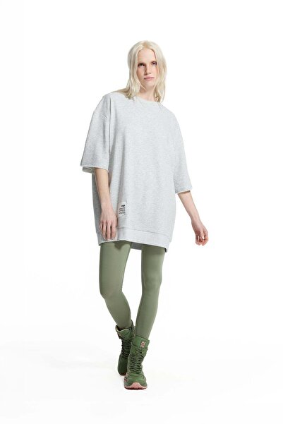 #vdr viadellerose Gray Melange Backless Layered Sweatshirt 19042