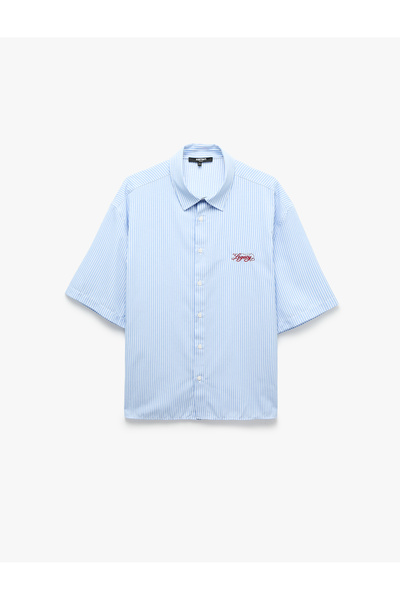 Koton Comfortable Fit Short Sleeve Classic Collar Buttoned Striped Shirt