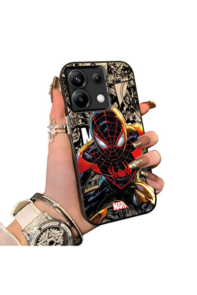 Hontinga Redmi Note 13 Pro 5G Uyumlu Spiderman Desenli Silikon Kenar Sert Ark...