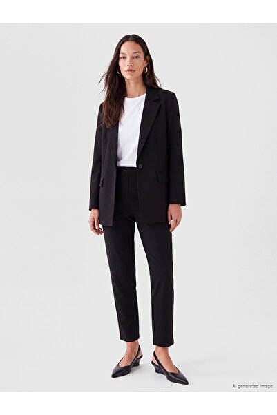 LC Waikiki Lcw Everyday Black Women's Trousers with Elastic Waist