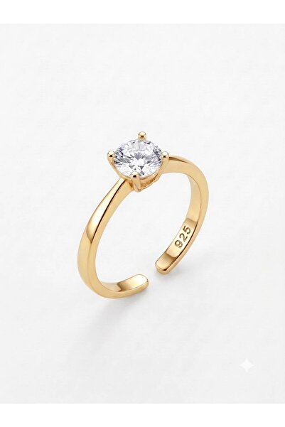 Lovera Jewellery 925 Ayar Gümüş Sertifikalı Tektaş Yüzük Ayarlanabilir Boy