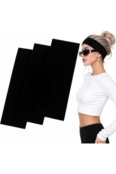 SYOSI 6cm Wide Black Headbands for Women Men, Non Slip Headband, Stretchy Hea...