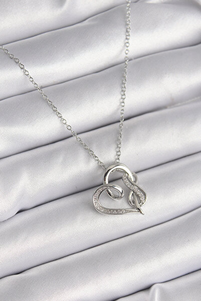 SORA GROUP 316L Steel Silver Color Chain Zircon Stone Detailed Heart Model In...