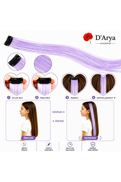 Darya D’Arya Lilac Light Purple Snap-On Tinsel Hairpiece 40-50 cm Dd872– Hair...