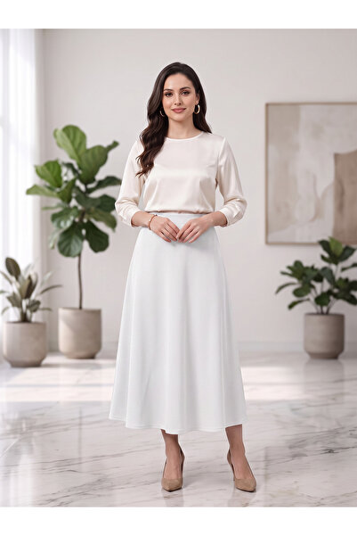 Finelook Women's A-Line Maxi Skirt – High Waist Long Flared Casual Skirt