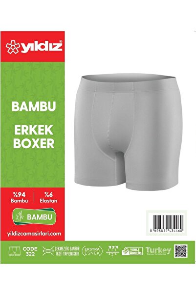 Yıldız Çamaşır 3-Pack Gray Bamboo Men's Lycra Boxers 322