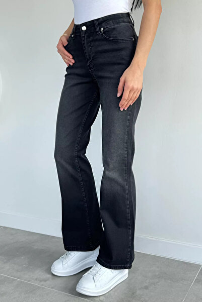 Aryena Black Women's Lycra Wide Leg Comfortable Jean Denim Trousers