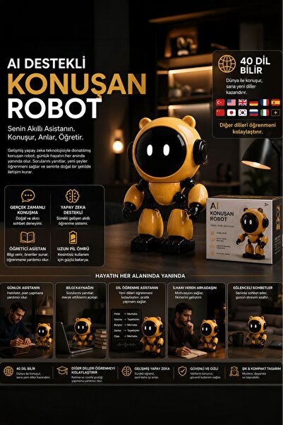 MOBEE Yapay Zeka Robot Oyuncak AI Destekli Sohbet Edilen Robot Oyuncak 40 Dil