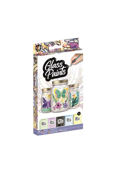 Craft Sensations Set de 5 culori de vopsea pentru sticlă cu pensulă