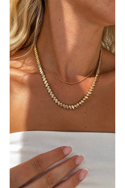 GLARE JEWELRY CO قلادة من الفولاذ المقاوم للصدأ بتصميم حجر الزركون الفاخر 40 سم