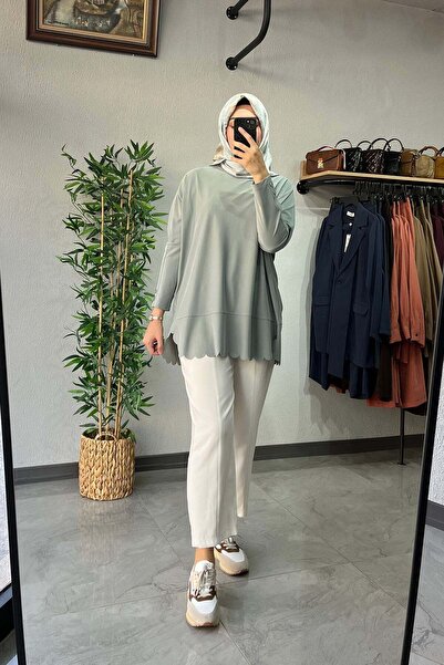 Tığ Triko Oversize Tunik Mint