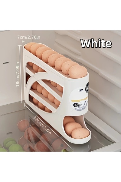 Choice 28 to 30 Eggs WHITE 3-Tier Rolling Egg Storage Container for Refrigera...