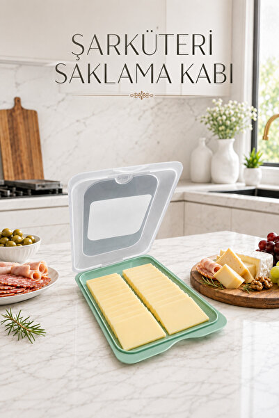 Sariva Home صندوق تخزين للجبن والسلامي والنقانق مع غطاء