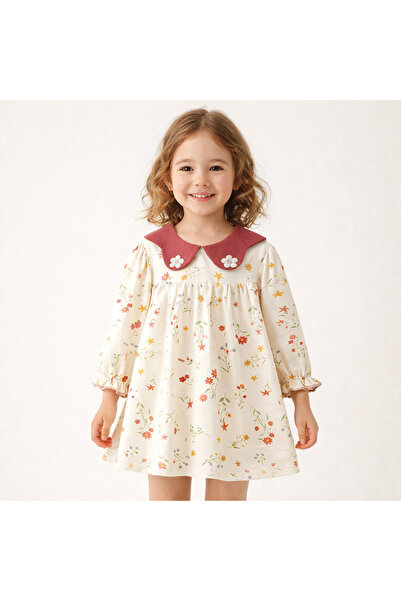 nannie Rochie Sabina crem pentru fete cu floricele - 2-3 ani