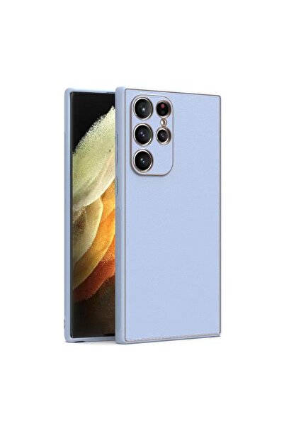Yolo Husă pentru Samsung S21 Ultra, Piele, Margine TPU, Albastru Ciel