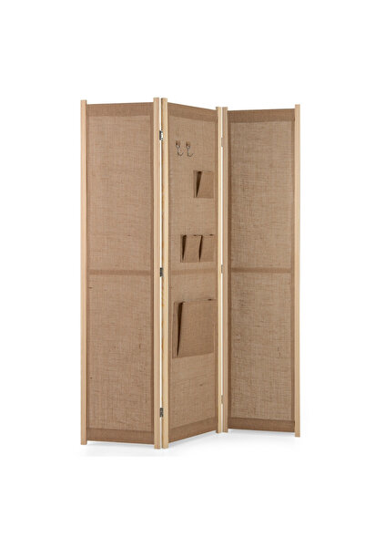 COSTWAY Paravan pliabil cu buzunare de depozitare și cârlige 170 X 121 Cm, di...