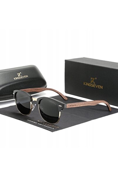 KINGSEVEN Ochelari De Soare, Kingseven, Model W5516, Brate Din Lemn Lucrate M...