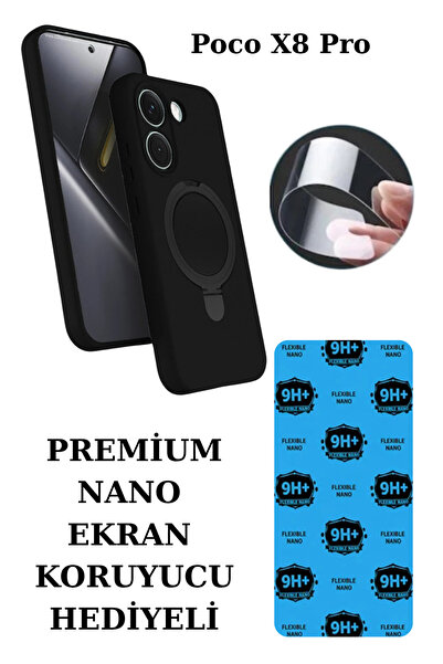 CaseTechnoo Poco X8 Pro Uyumlu Magsafe Şarj Özellikli Metal Standlı Koruyucu ...